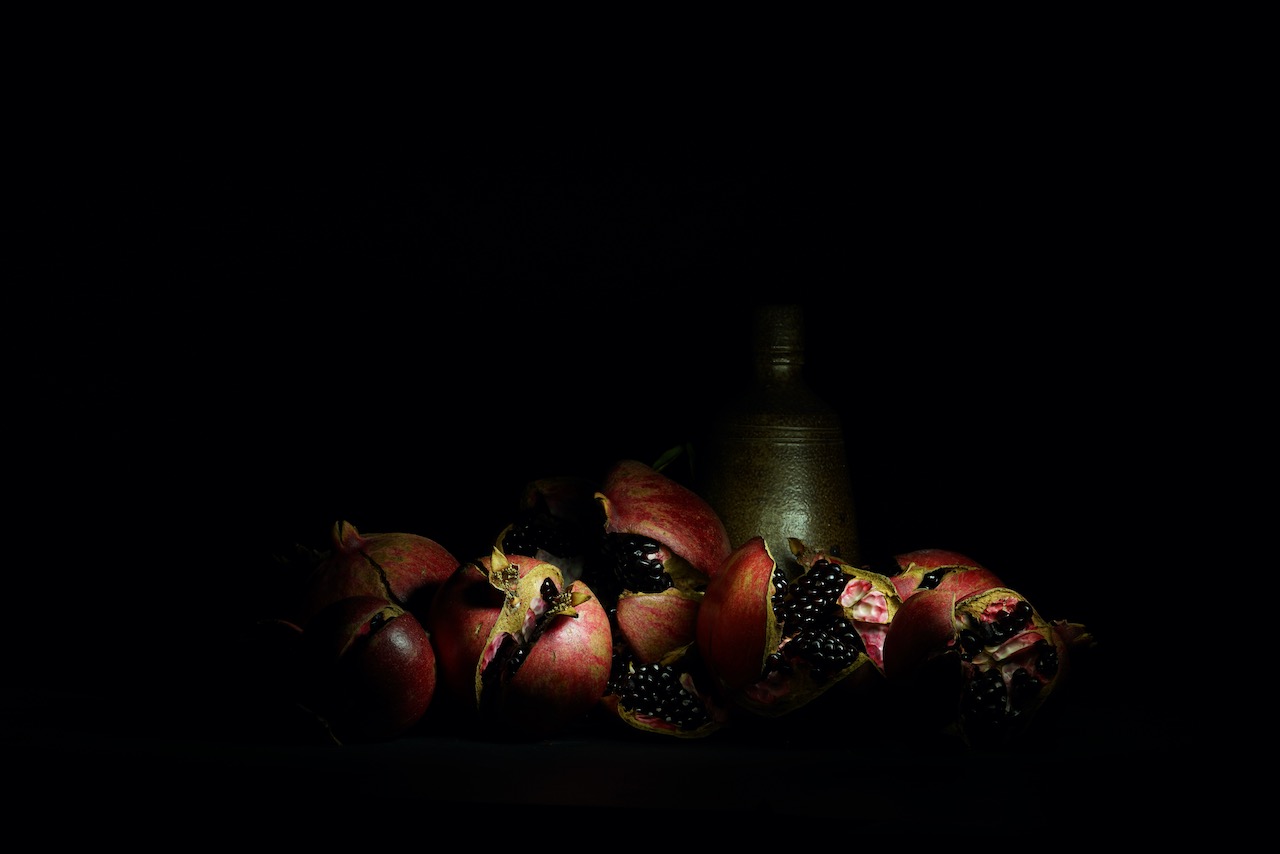 Julie Allbutt "Pomegranates with vase"